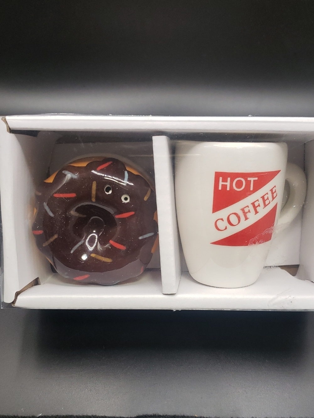 Design Imports Earthenware Hot Coffee/ Chocolate Donut Salt & Pepper Shaker Set
